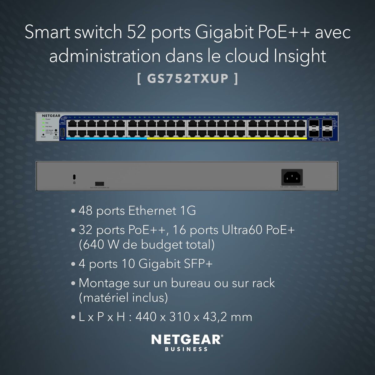 Image secondaire de Switch Netgear GS752TXUP-300EUS