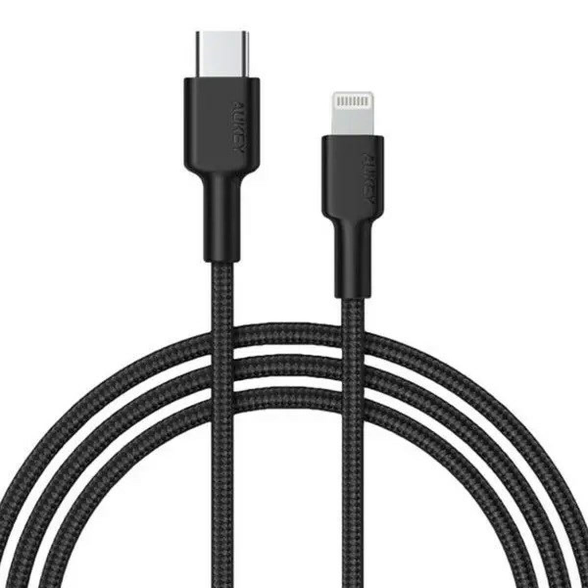 Câble USB-C vers Lightning Aukey CB-CL4 Noir 1,8 m