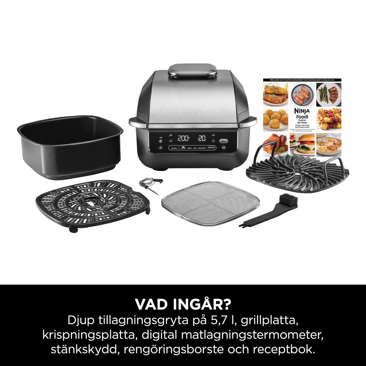 Barbecue Draagbare NINJA AG351EU 5EN1 Metaal Roestvrij staal