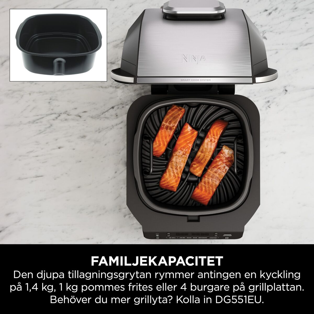 Barbecue Draagbare NINJA AG351EU 5EN1 Metaal Roestvrij staal