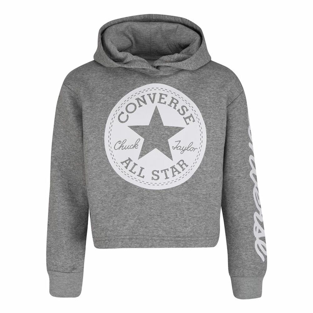 Hooded Sweatshirt for Girls Converse Chuck Patch Crop Dark grey