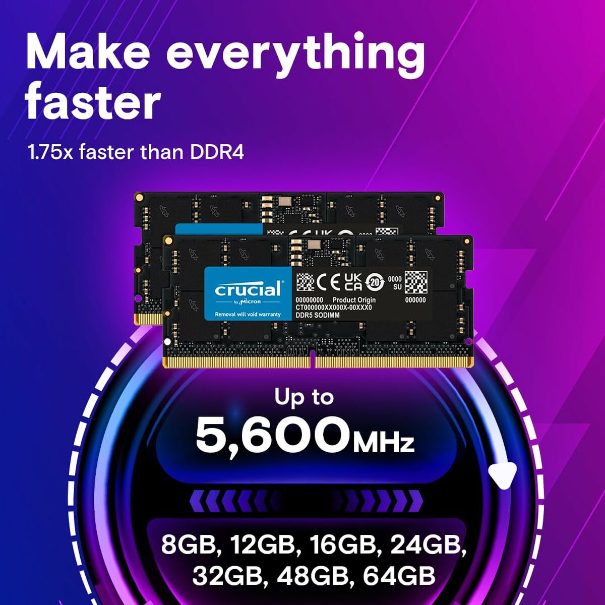 Afbeeldingen van RAM Memory Crucial CT32G56C46S5 32 GB DDR5 5600 MHz CL46