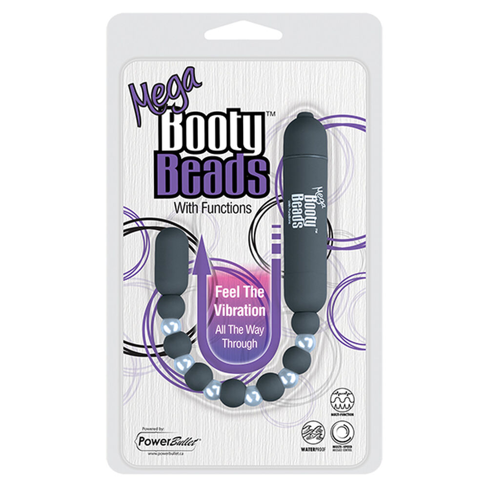 Vibrating Butt Plug PowerBullet Mega Booty Beads with 7 Functions Grey