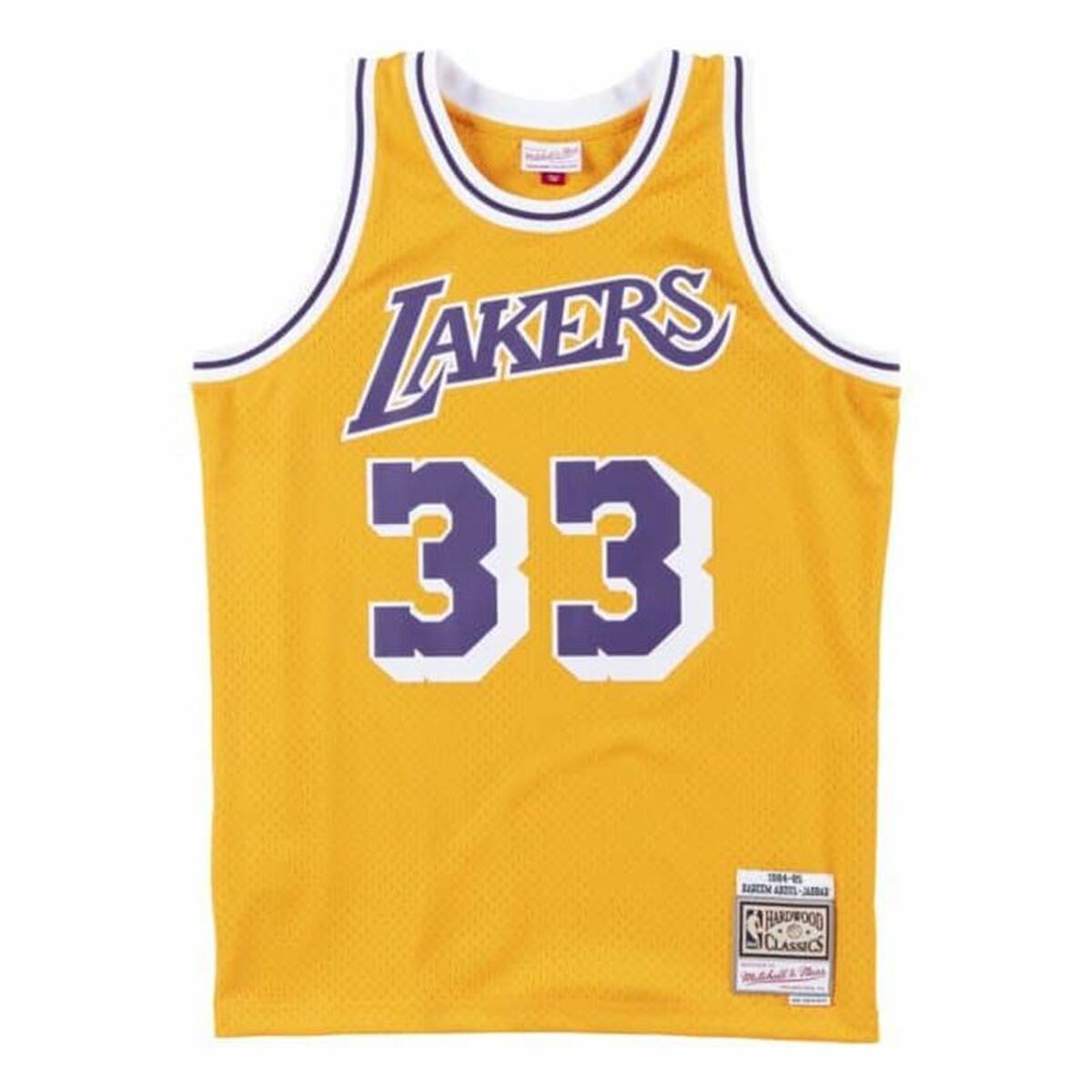 t-shirt de basket Mitchell & Ness Los Angeles Lakers 1984-85 Nº33 Kareem Abdul-Jabbar Jaune