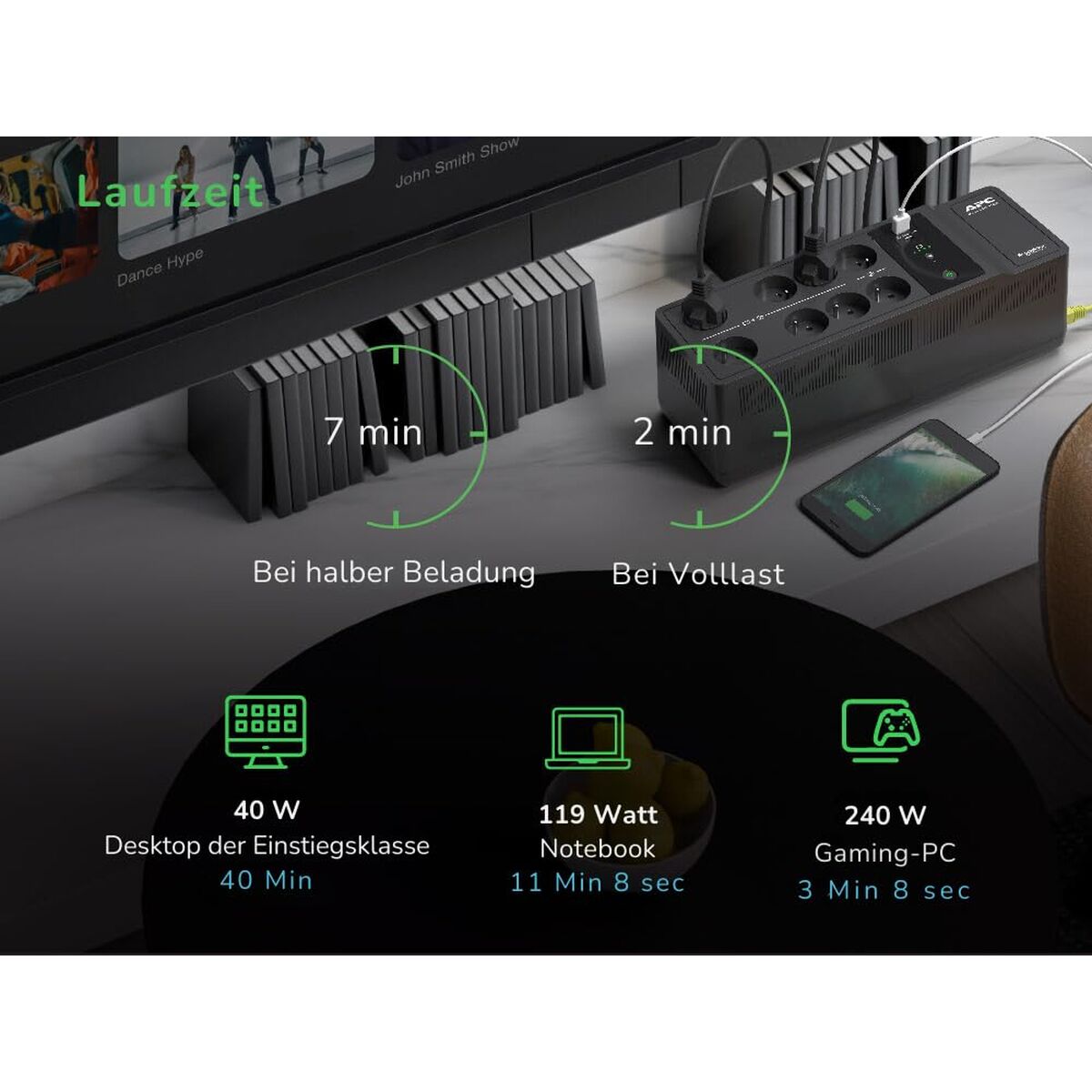 Picture of Uninterruptible Power Supply System Interactive UPS APC BE500G2-GR 300 W