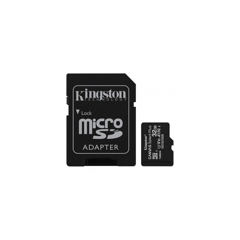 Carte Mémoire Micro SD avec Adaptateur Kingston CANVAS Select Plus 32 GB Noir