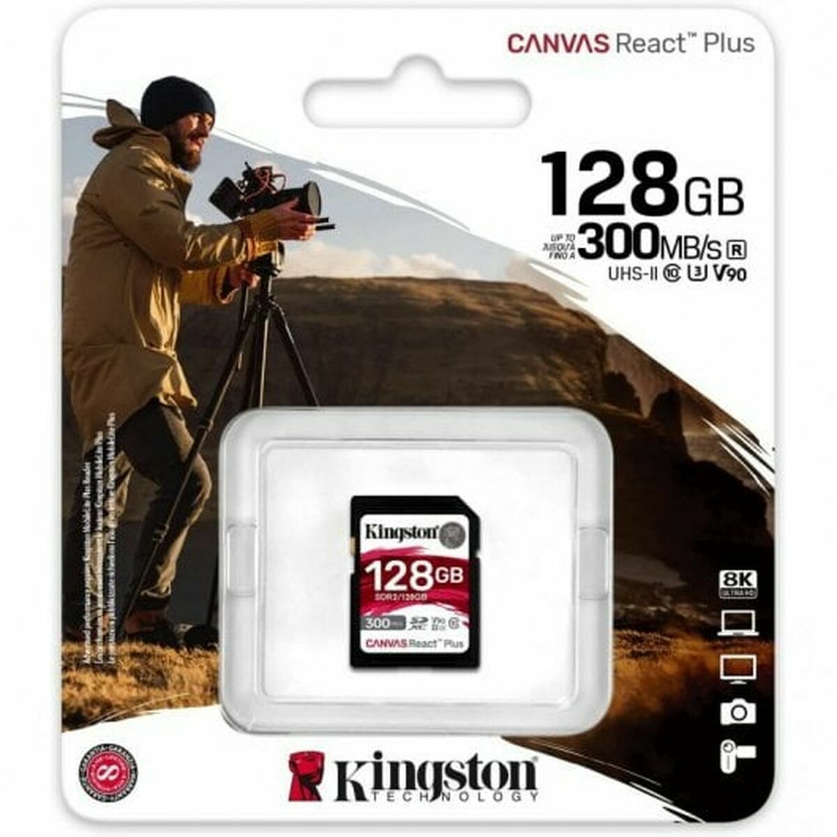 Immagine di Micro SD Memory Card with Adaptor Kingston SDR2/128GB 128 GB SDXC UHS-II 8K Ultra HD