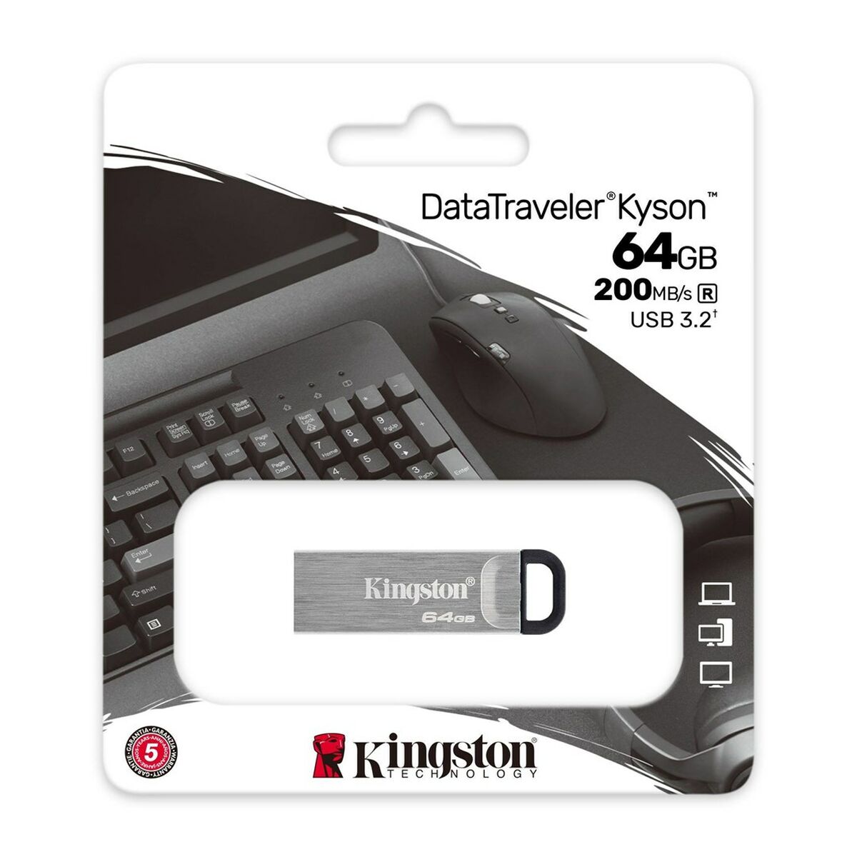 Picture of USB stick Kingston DTKN/64GB Black Steel 64 GB (1 Unit)
