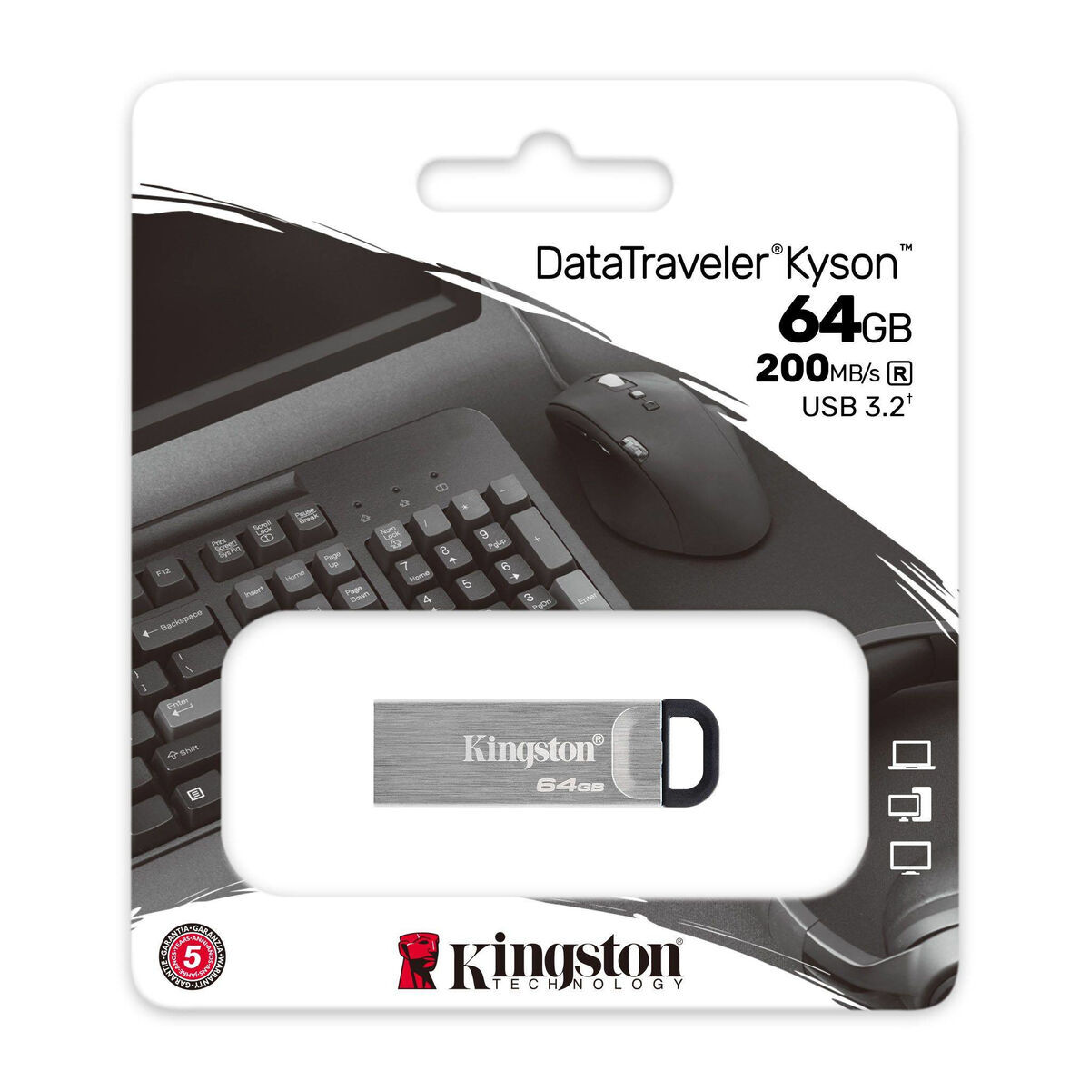 Picture of USB stick Kingston Kyson Black Silver 64 GB
