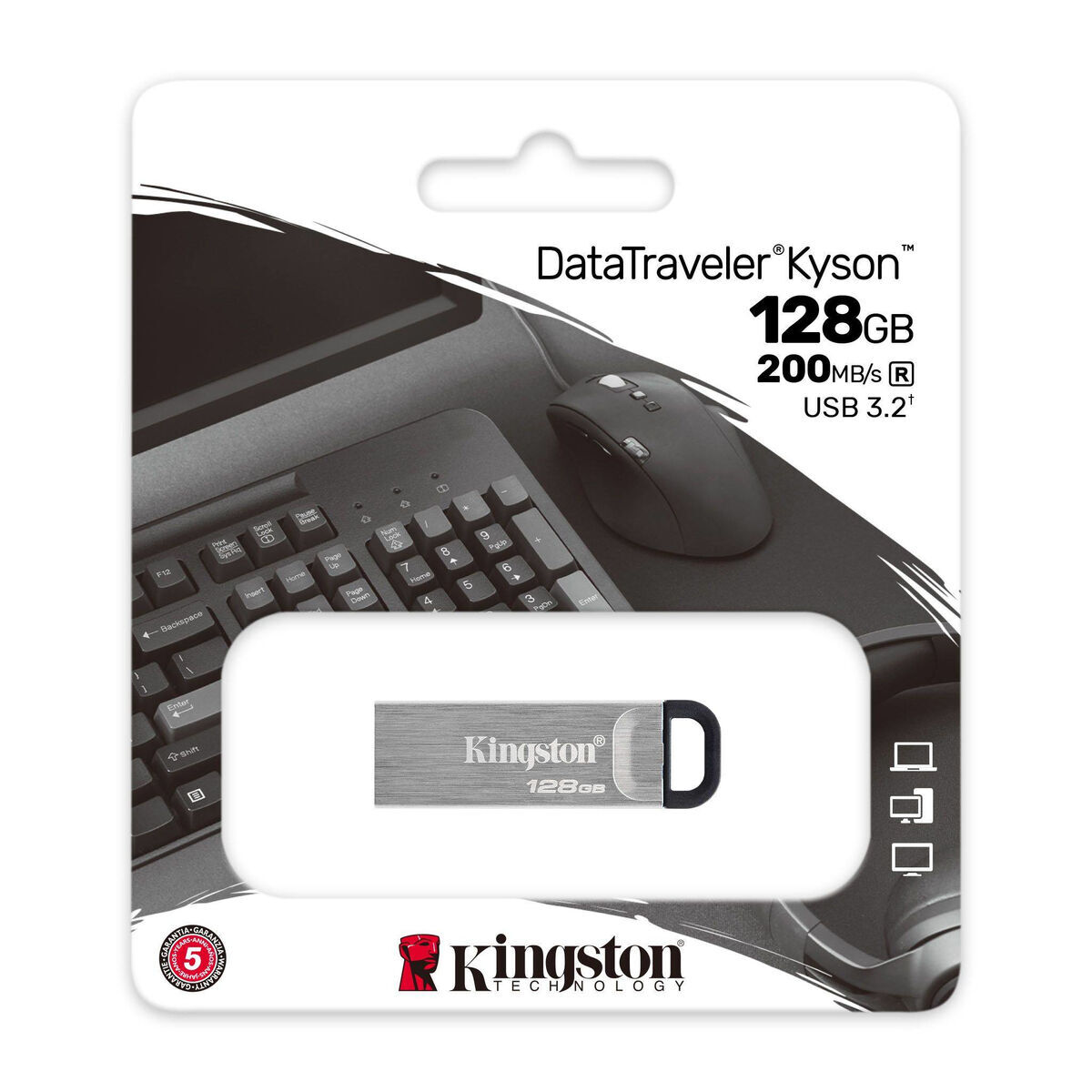 Picture of USB stick Kingston Kyson Black Silver 128 GB