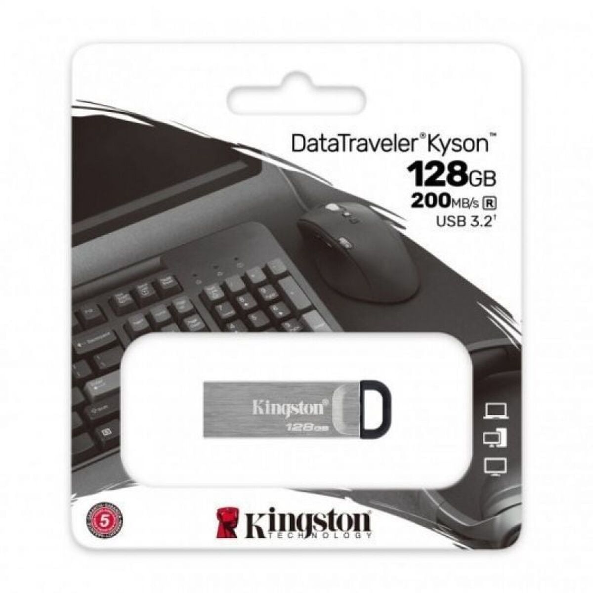 Picture of USB stick Kingston Kyson Black Silver 128 GB