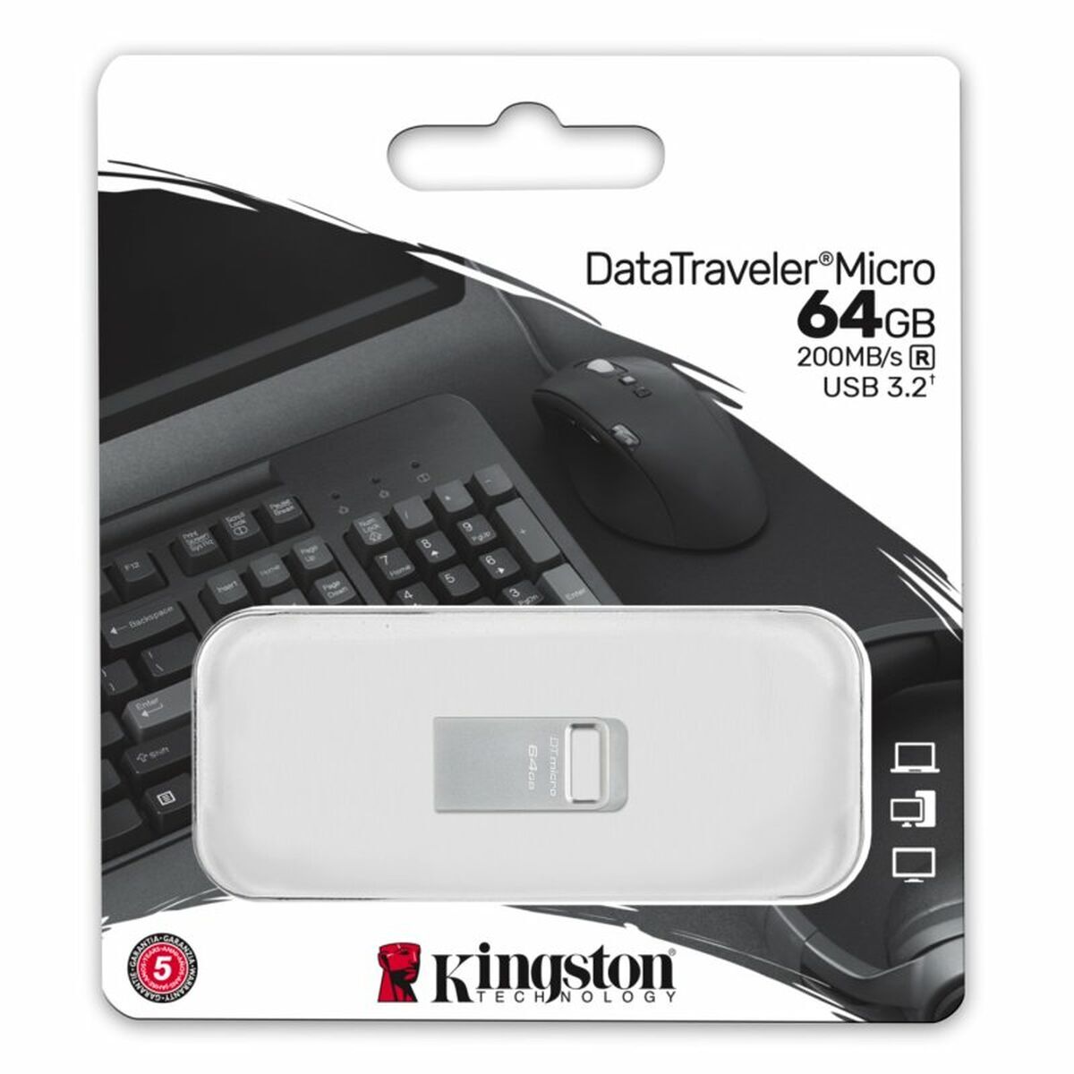 Image de USB stick Kingston Micro Black Silver 64 GB