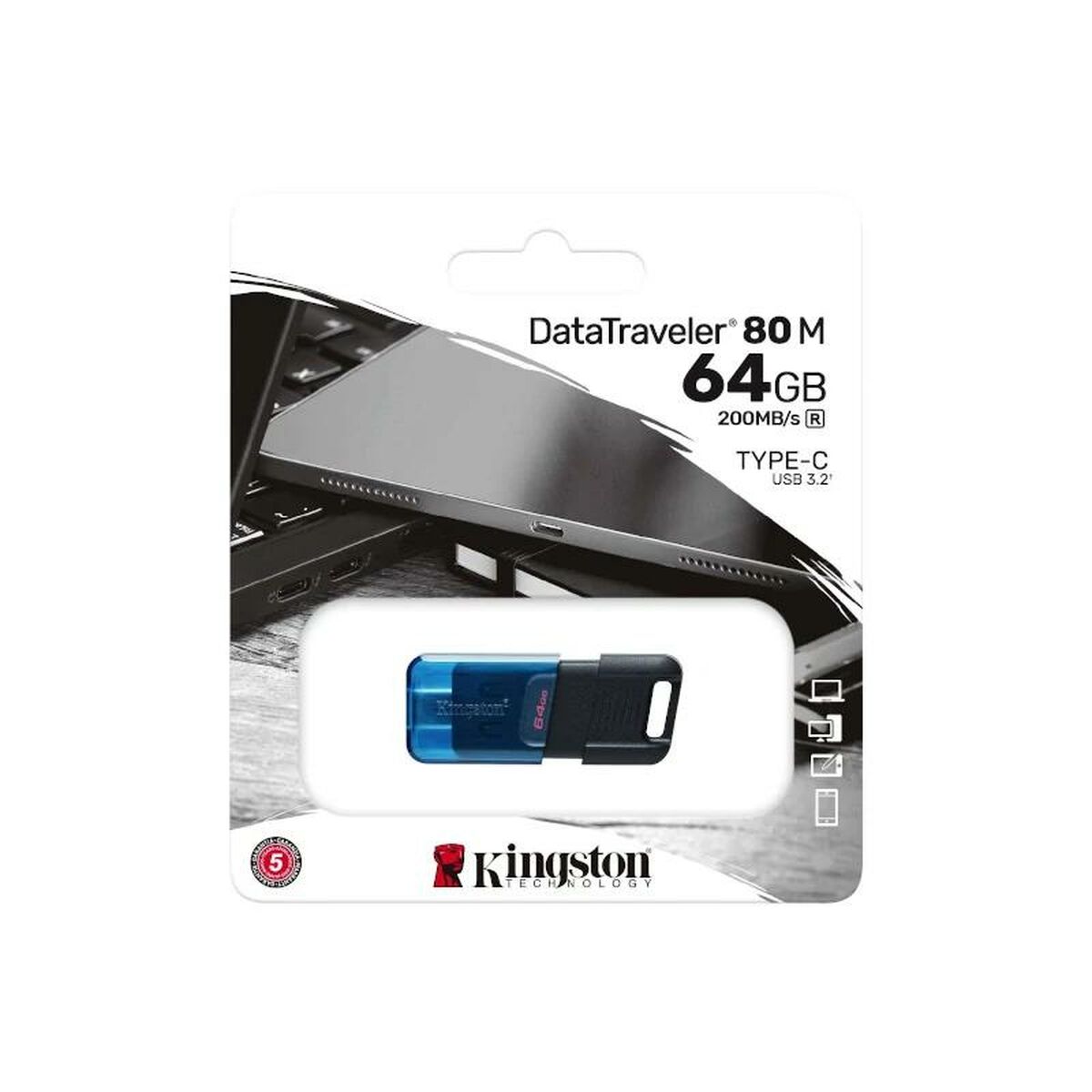 Picture of USB stick Kingston Technology DataTraveler 80 Blue Black 64 GB