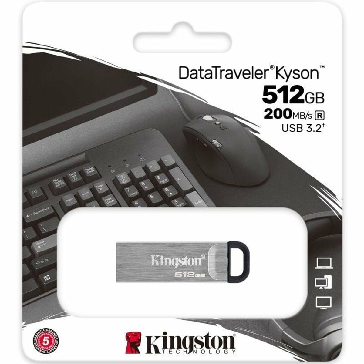 Afbeeldingen van USB stick Kingston DataTraveler Kyson 512 GB Silver