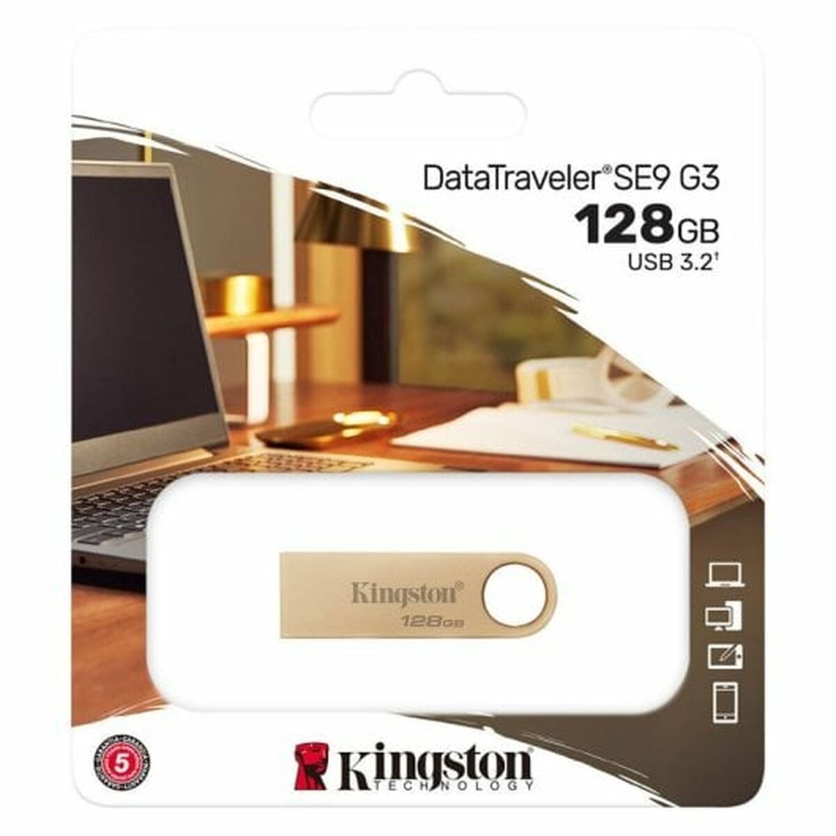 Picture of USB stick Kingston SE9 G3 Golden 128 GB