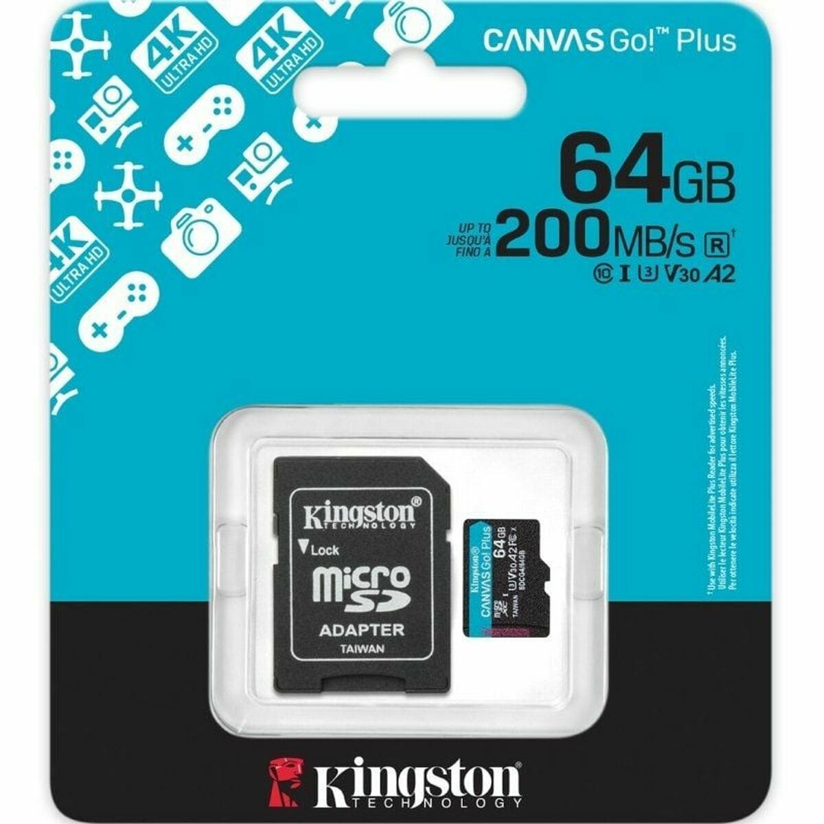 Picture of Micro SD Memory Card with Adaptor Kingston SDCG4/64GB
