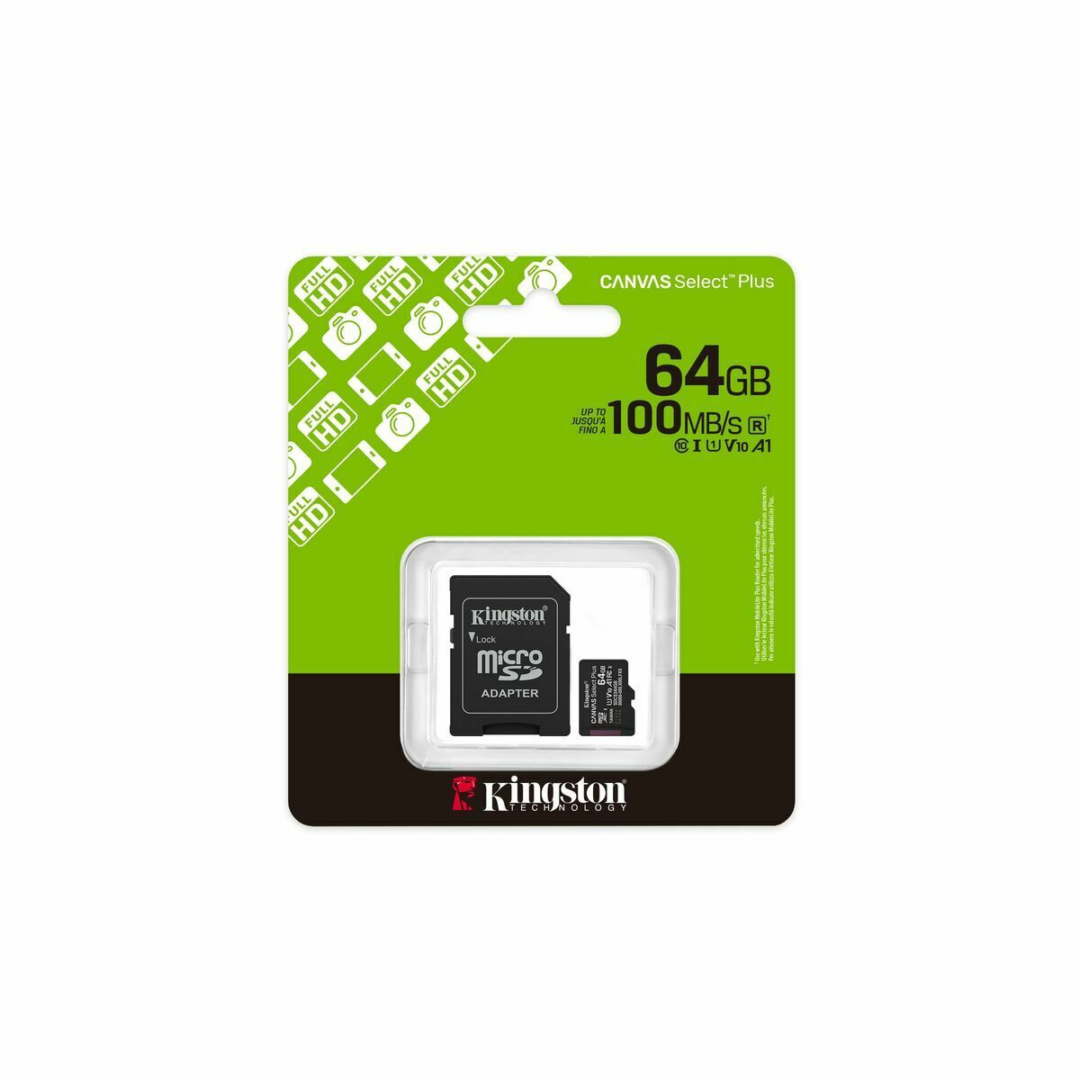 Picture of Micro SD Memory Card with Adaptor Kingston SDCS3/64GB 64 GB