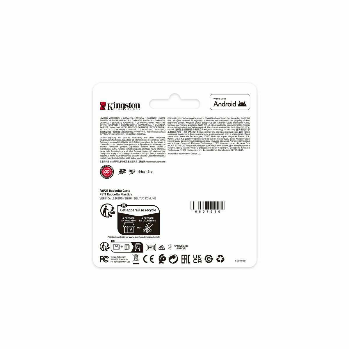 Afbeeldingen van Micro SD Memory Card with Adaptor Kingston SDCS3/64GBSP 64 GB