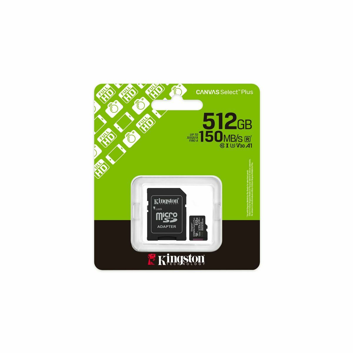 Afbeeldingen van Micro SD Memory Card with Adaptor Kingston SDCS3/512GB 512 GB