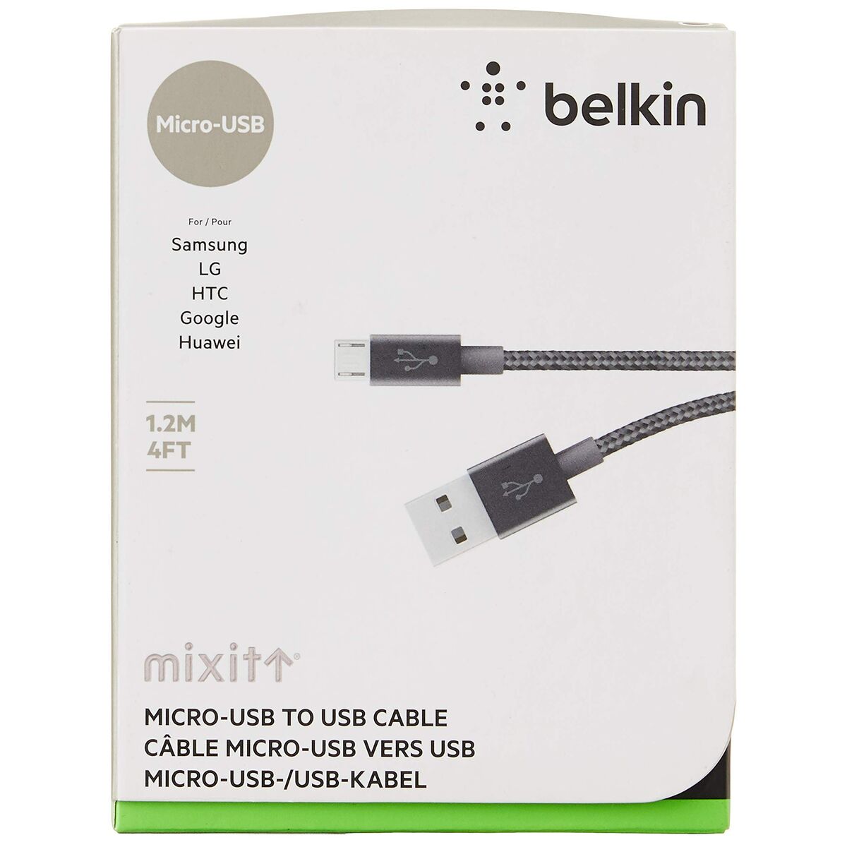 Câble USB vers micro USB Belkin F2CU021BT04-BLK Noir