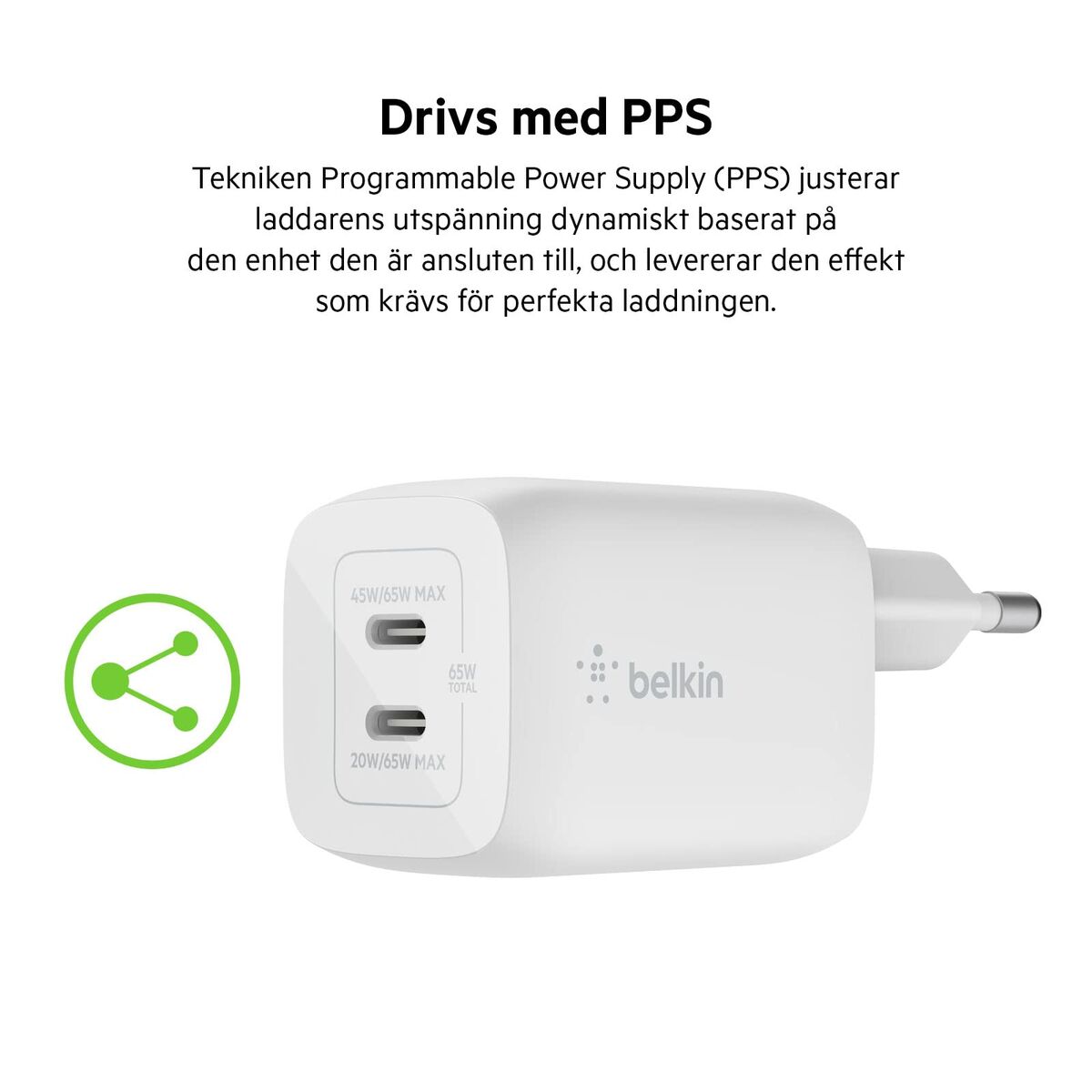 Bild von Wall Charger Belkin WCH013VF2MWH-B6 White 65 W