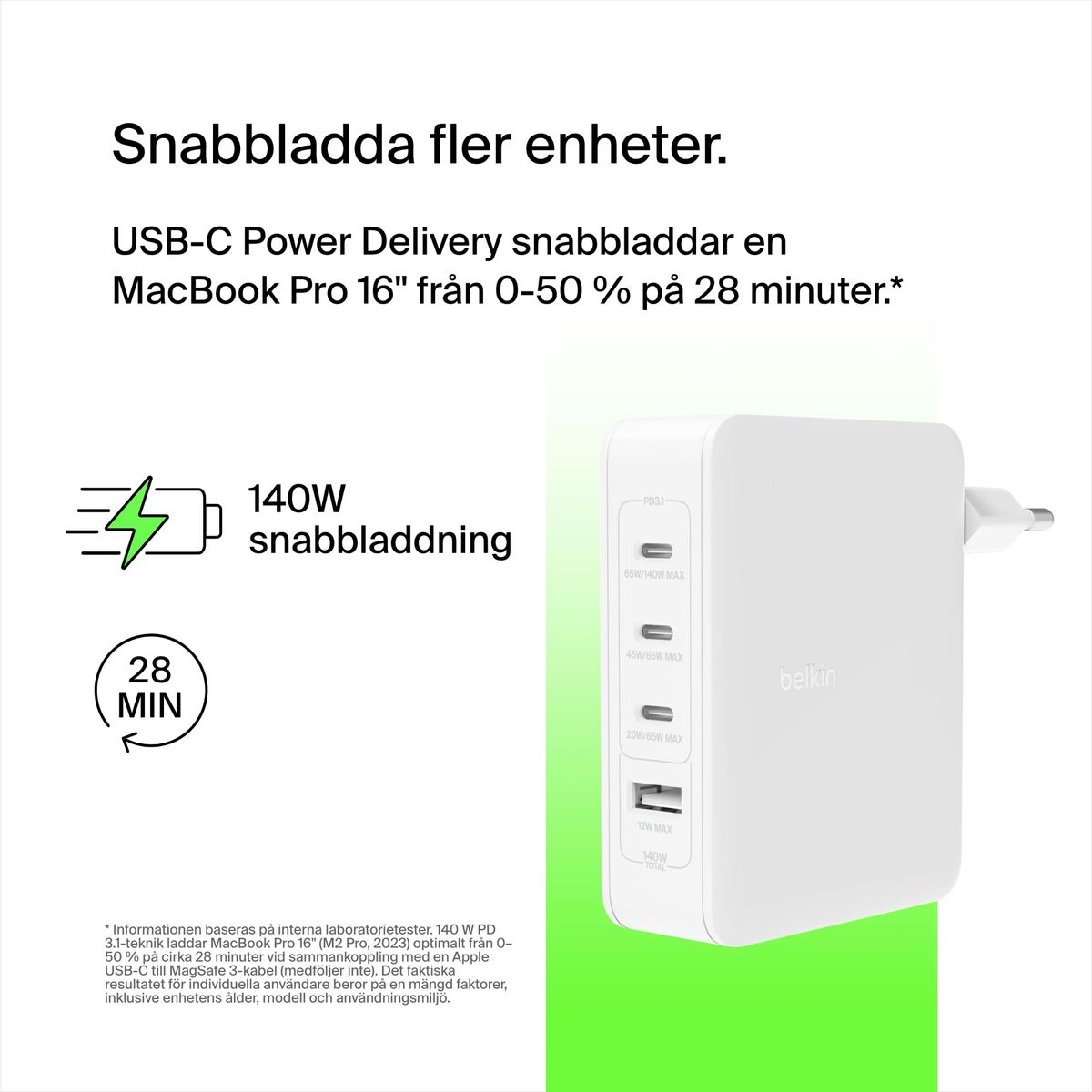 Bild von Wall Charger Belkin WCH014BTWH 140 W White