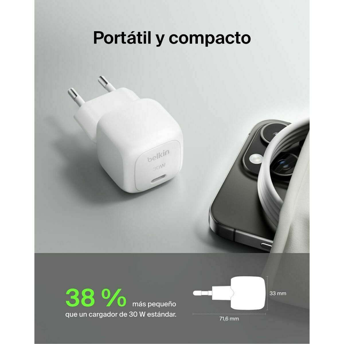 Afbeeldingen van Lightning Cable Belkin WCA008KQWH White 30 W