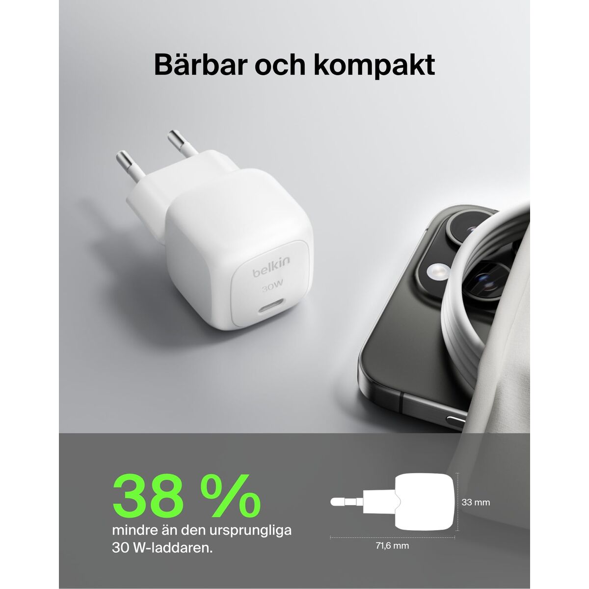 Bild von Wall Charger Belkin WCA008KQ1MWH-B6 White 30 W