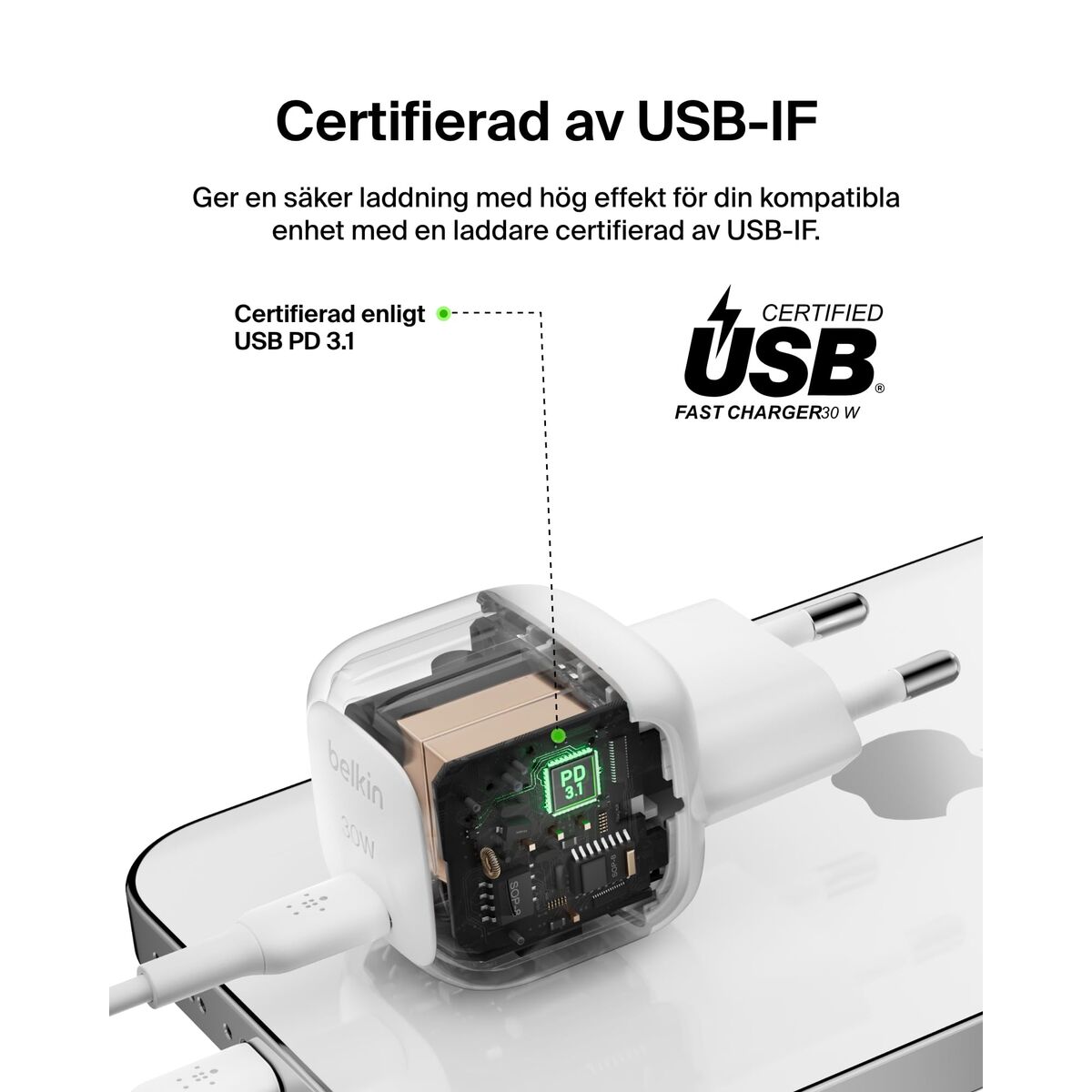 Bild von Wall Charger Belkin WCA008KQ1MWH-B6 White 30 W