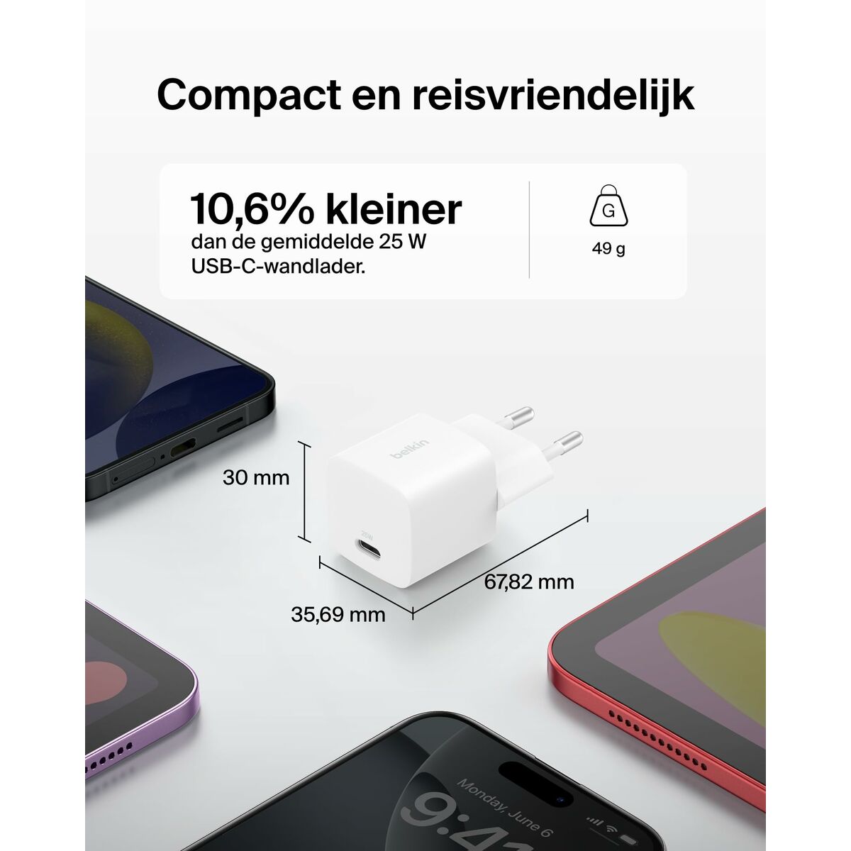 Afbeeldingen van Wall Charger Belkin WCA012KQ1MWH-B6 White 25 W