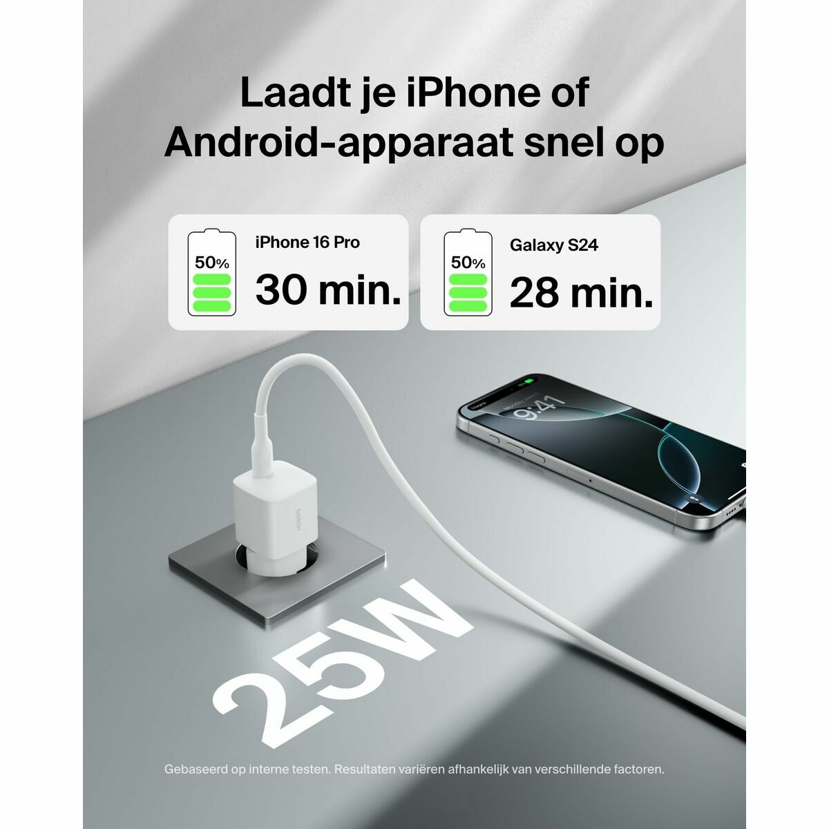 Afbeeldingen van Wall Charger Belkin WCA012KQ1MWH-B6 White 25 W