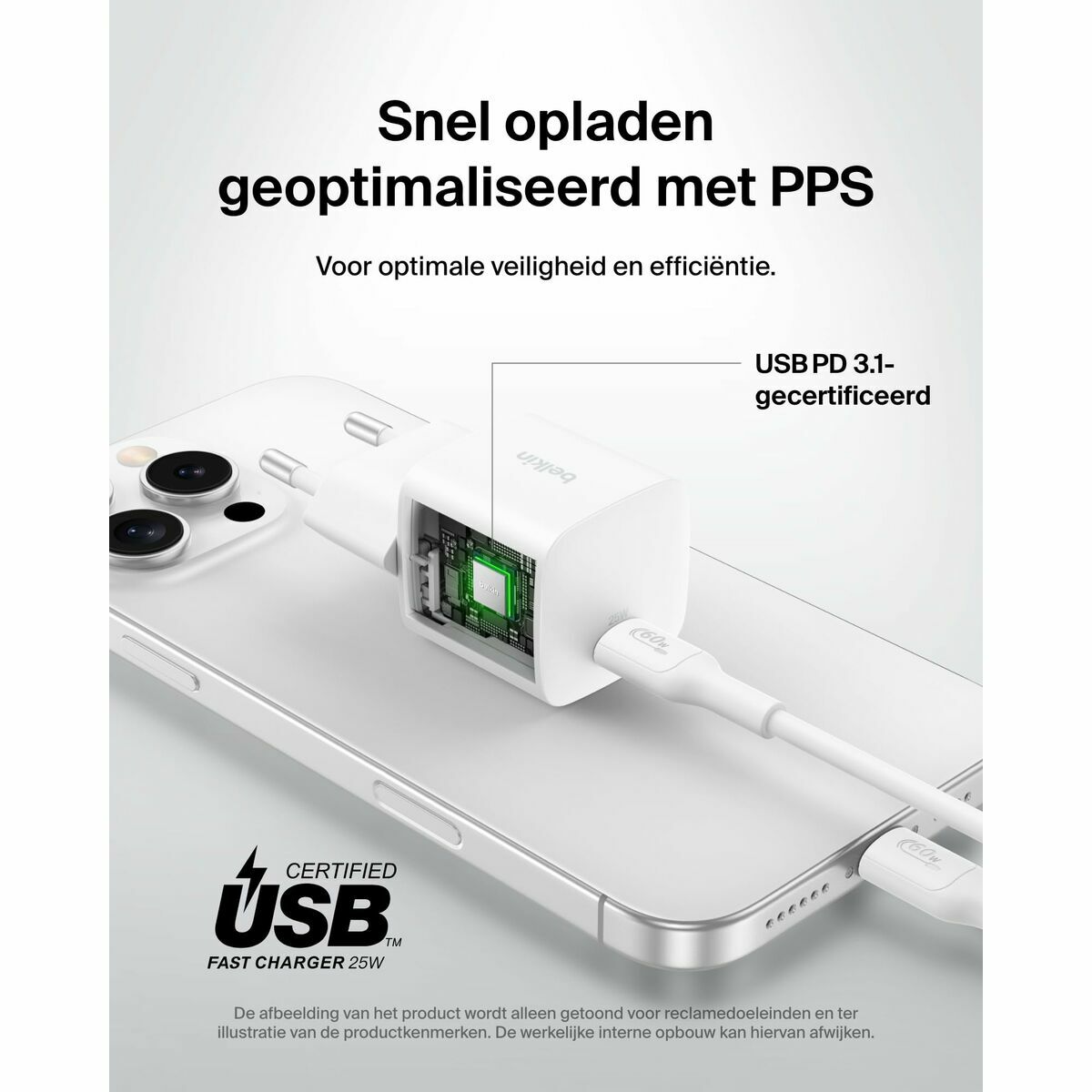 Afbeeldingen van Wall Charger Belkin WCA012KQ1MWH-B6 White 25 W
