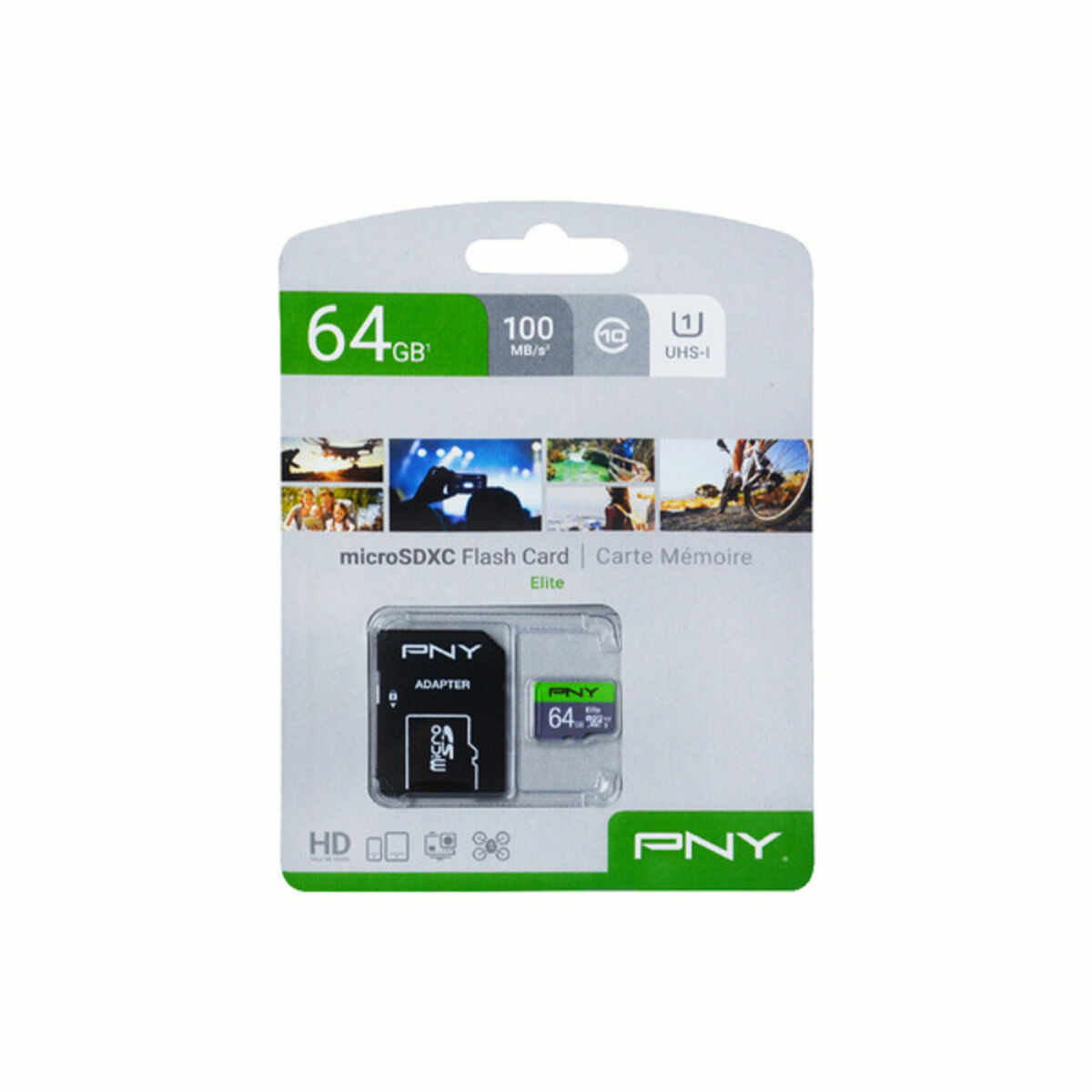 Afbeeldingen van Micro SD Memory Card with Adaptor PNY P-SDUX64U185GW-GE 64 GB