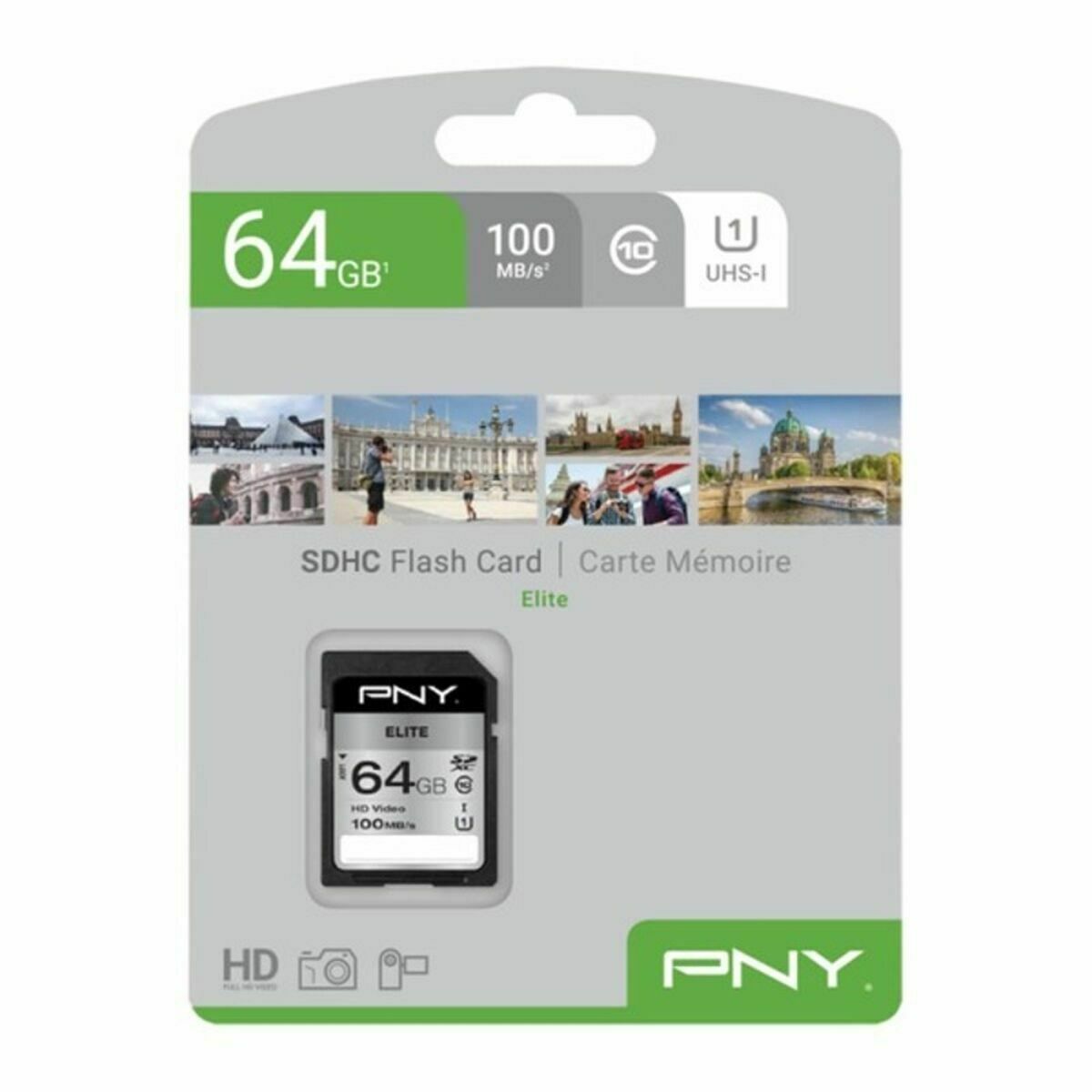 Afbeeldingen van Micro SD Memory Card with Adaptor PNY P-SDUX64U185GW-GE 64 GB