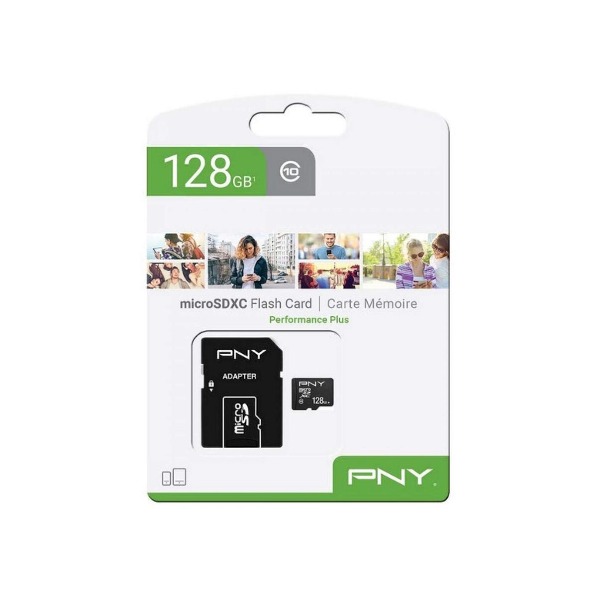 Picture of Micro SD Memory Card with Adaptor PNY Performance Plus 128 GB