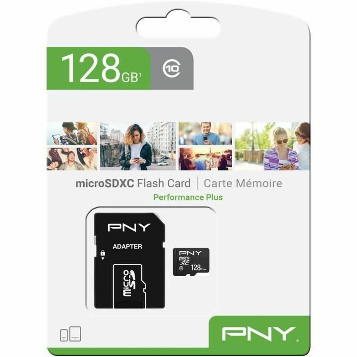 Picture of Micro SD Memory Card with Adaptor PNY Performance Plus 128 GB