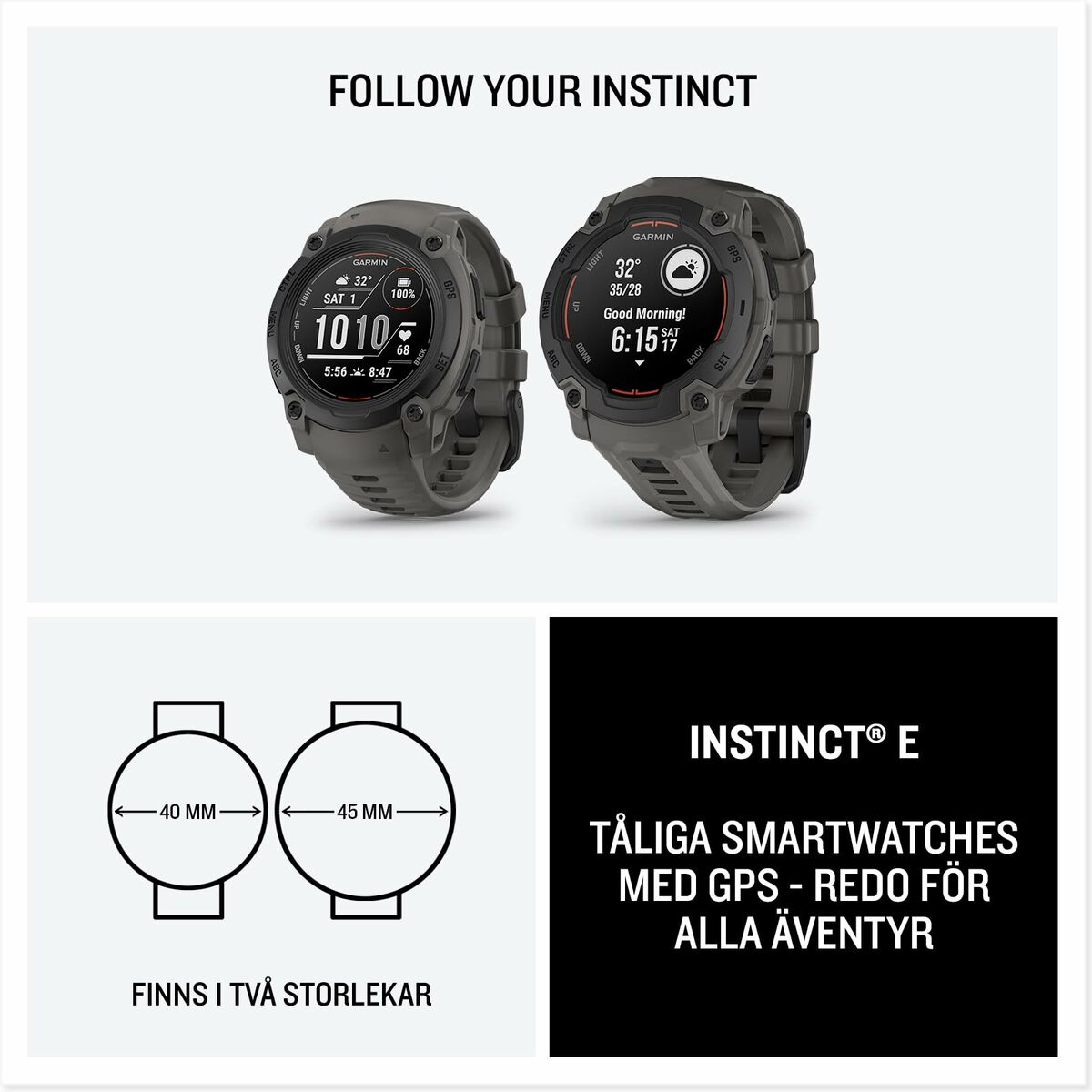 Smartwatch Garmin Instinct E 2 Black 1,2" 40 mm