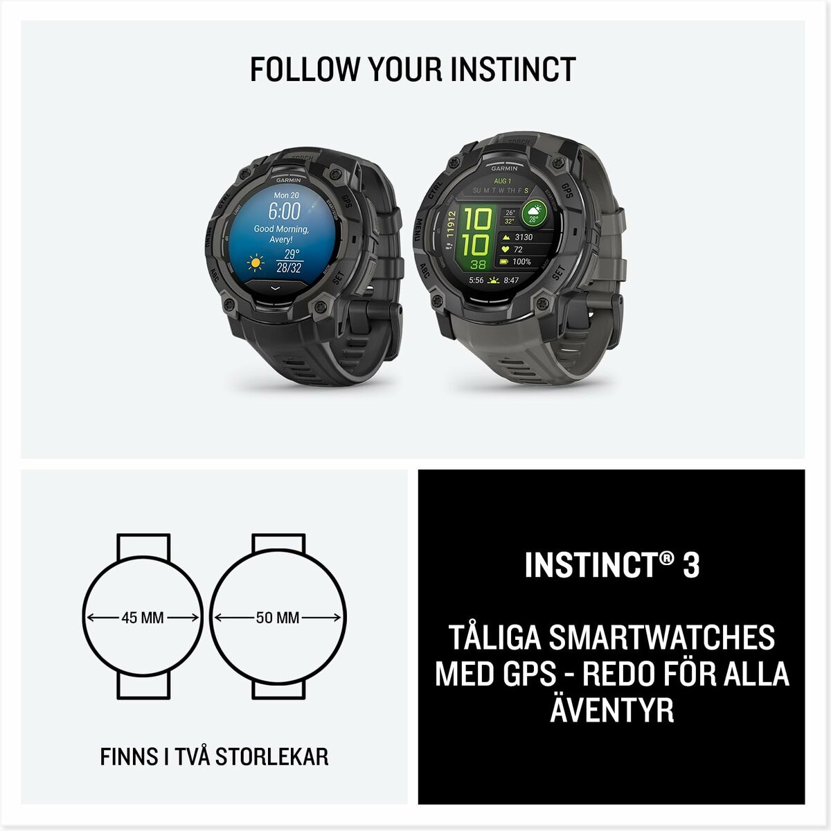 Smartwatch Garmin Instinct 3 AMOLED Black 1,2" 45 mm