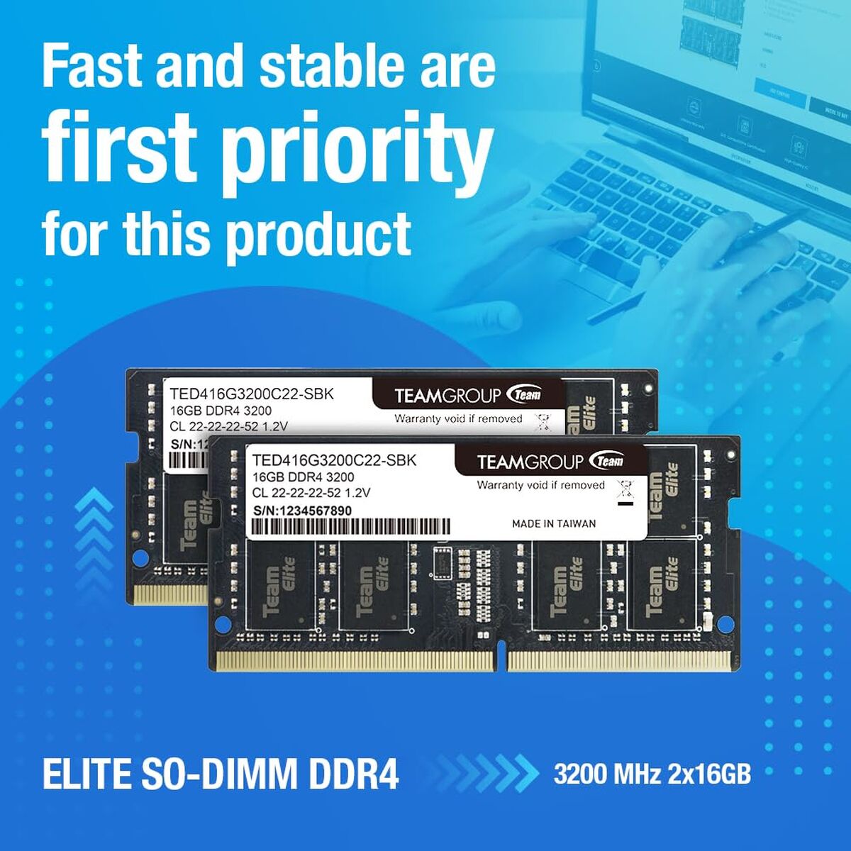 Picture of RAM Memory Team Group ELITE TED432G3200C22-S01 32 GB DDR4 3200 MHz CL22