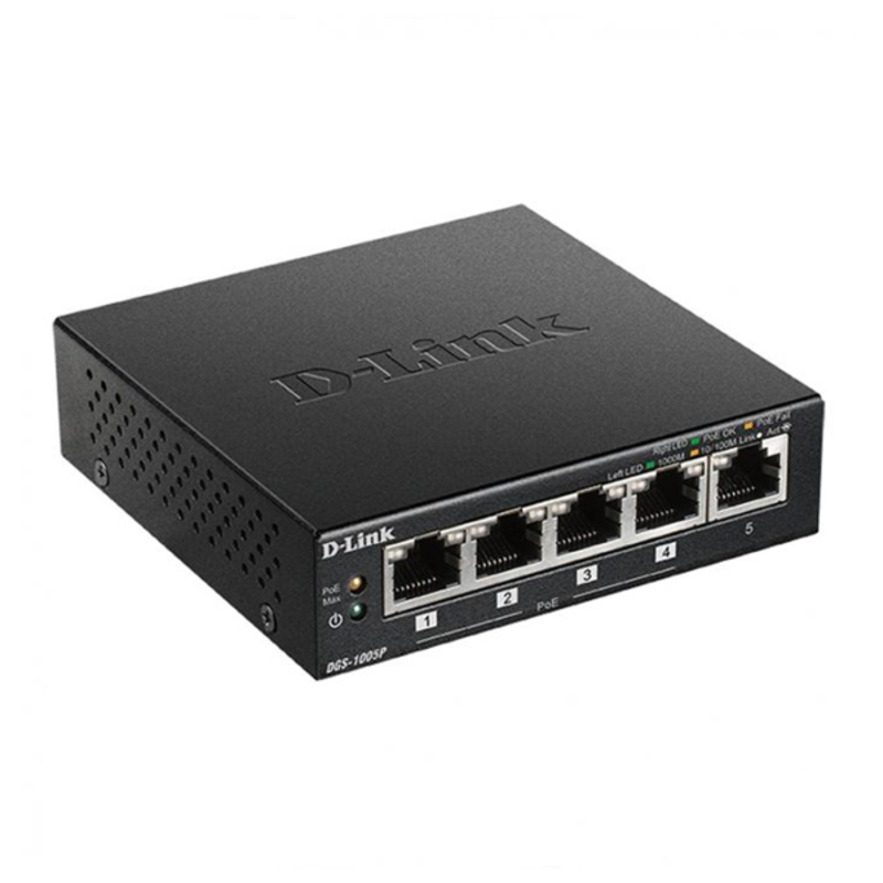 Switch D-Link DGS-1005P LAN PoE Negro