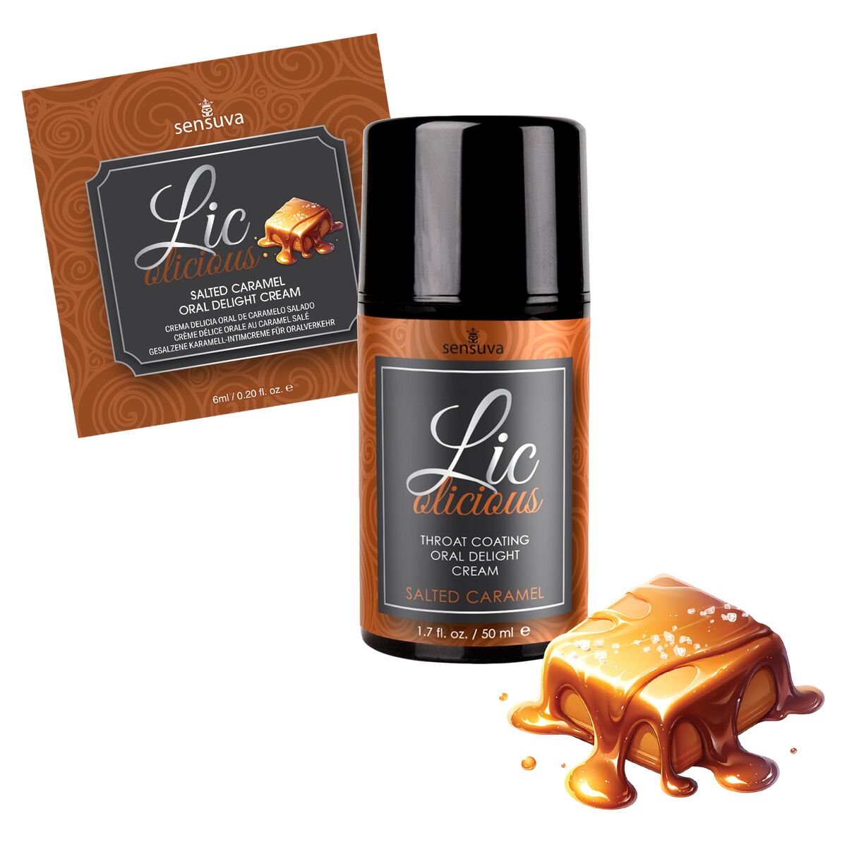 Lubrikační gel s příchutí Sensuva Karamelová 6 ml