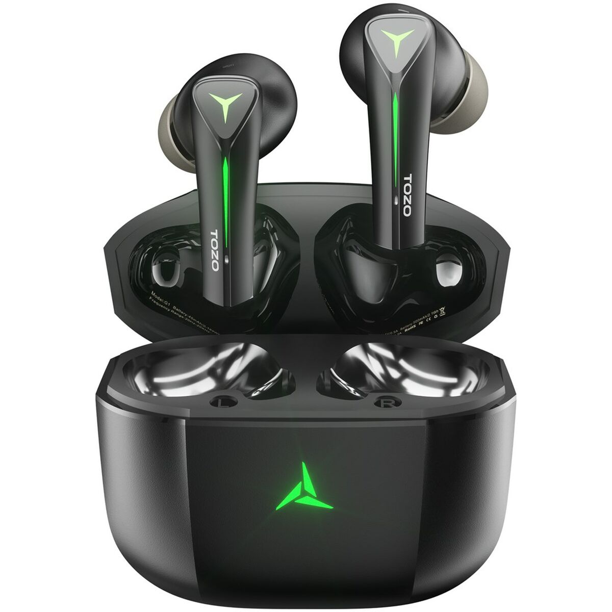 Image secondaire de Écouteurs Sans Fil avec Étui de Charge TOZO Gaming Pods Noir
