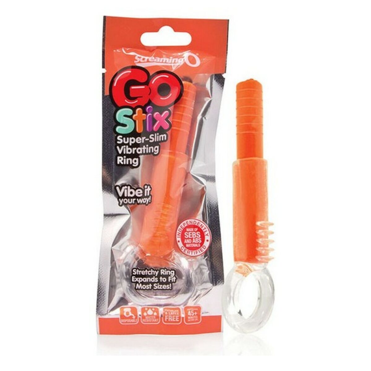 Image secondaire de Anneau de Pénis vibrant The Screaming O Go Stix Super Slim Orange