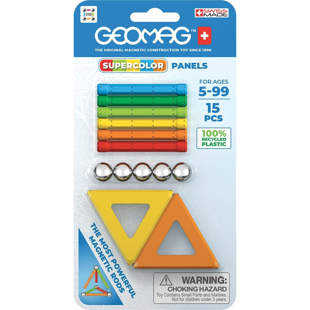 Playset Geomag Supercolor Panels Recycled Blister (15 Pièces)