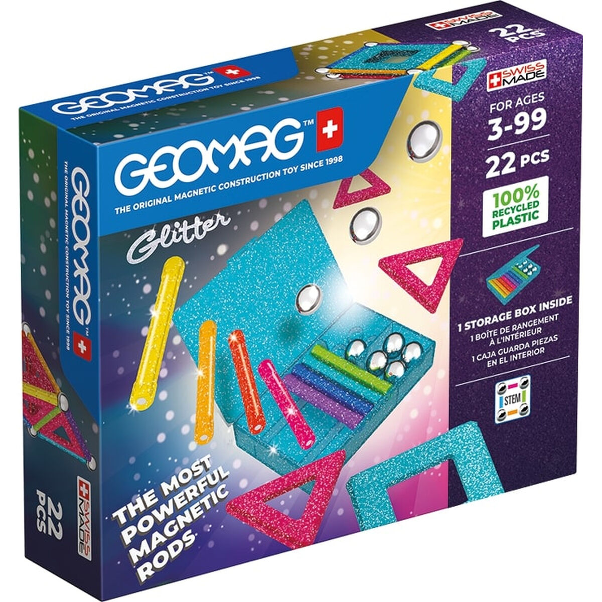 Playset Geomag Glitter (22 Pièces)