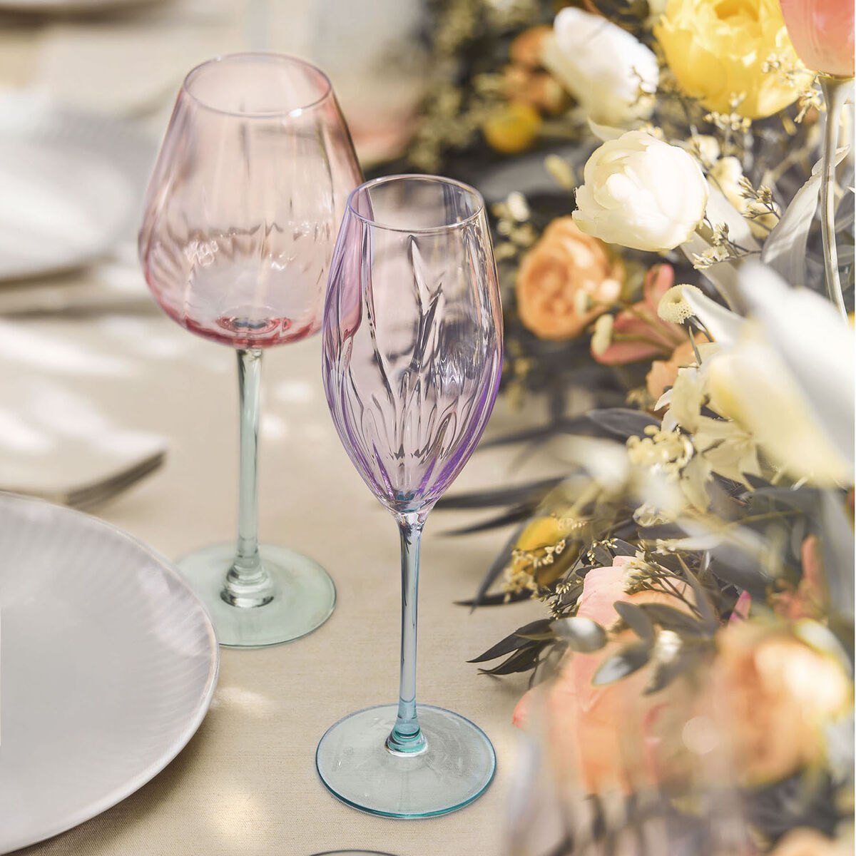 Image secondaire de Coupe de champagne Cristal d’Arques Paris Swirly Spring Rose verre 210 ml (4 Unités)