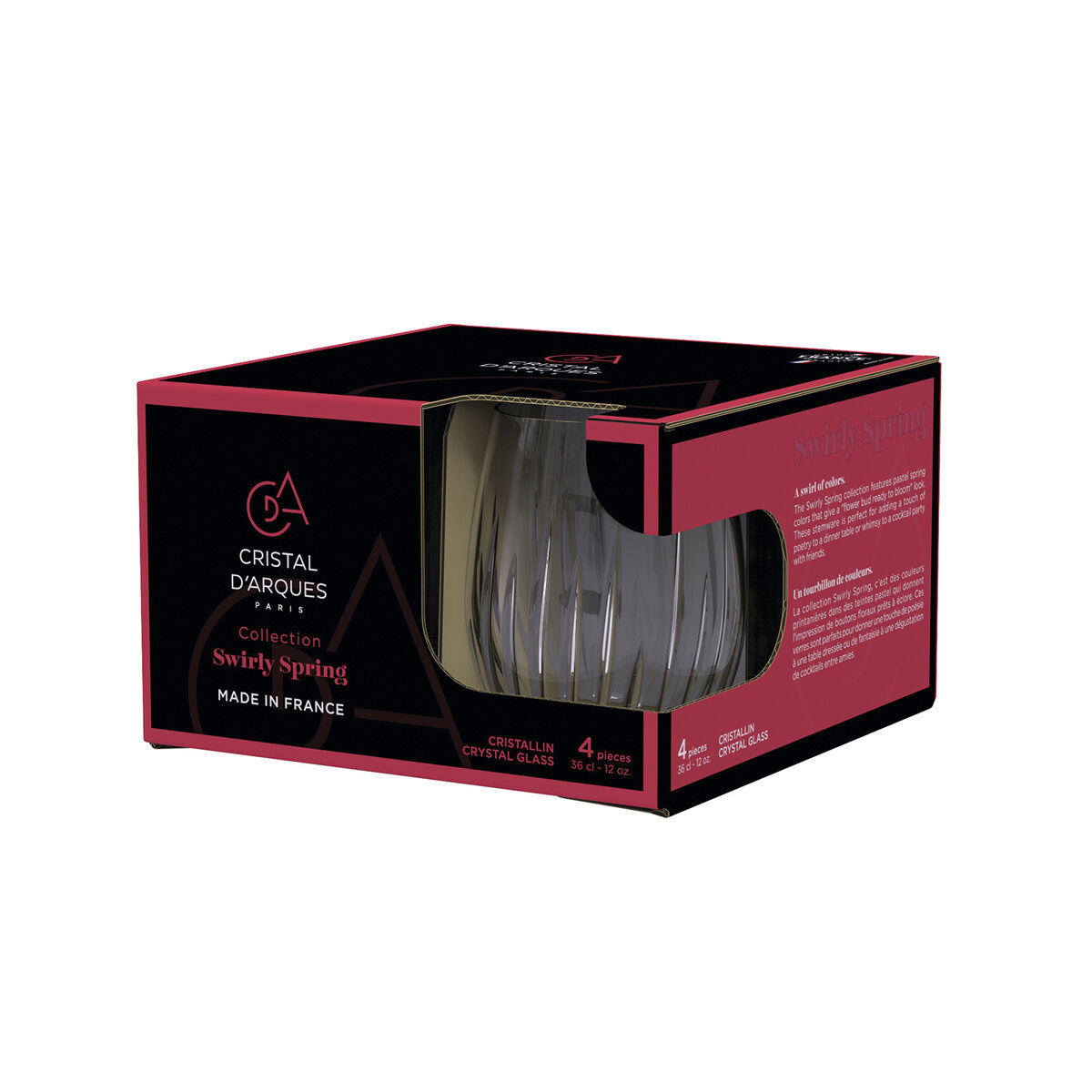Glass for water Cristal d’Arques Paris Swirly Spring Pink Glass 360 ml (4 Units), view 3