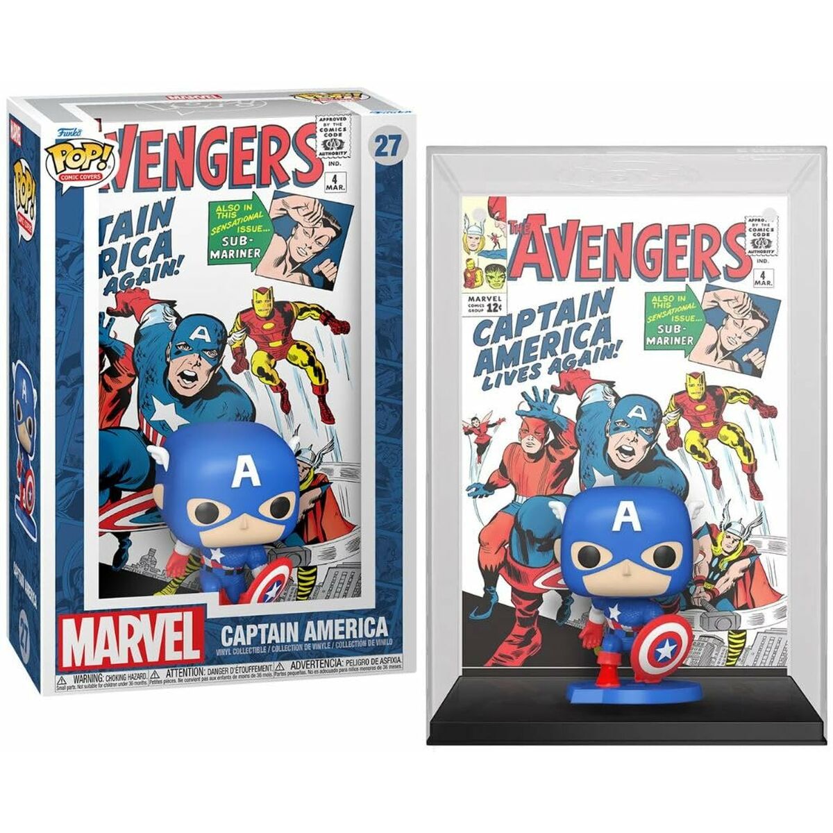 Figure à Collectionner Funko Pop! 27 Comic Cover: Marvel - Avengers #4 (1963) Captain America