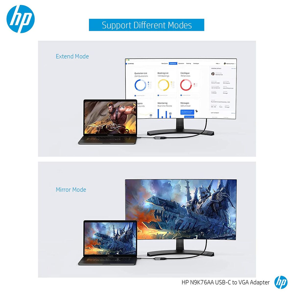 Obrazek USB-C to VGA Adapter HP N9K76AA