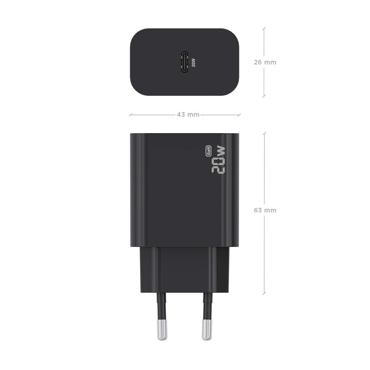 Picture of Wall Charger Aisens A110-0939 Black 20 W 50 W